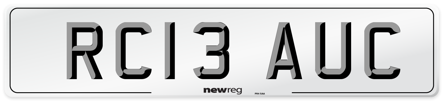 RC13 AUC Number Plate from New Reg